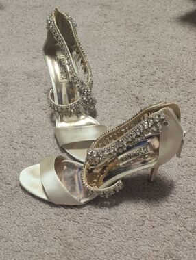 BADGLEY MISCHKA Jewel Satin Heels